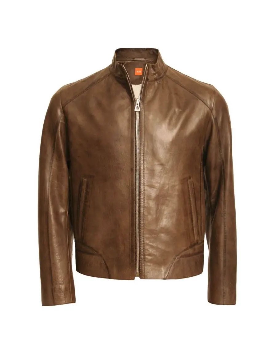 jaqueta de couro masculina marrom claro