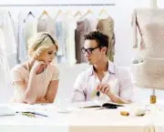 Fashion designers looking communicating.